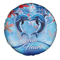 Hawaiian Dolphin Love Couple - Ocean Heart Spare Tire Cover