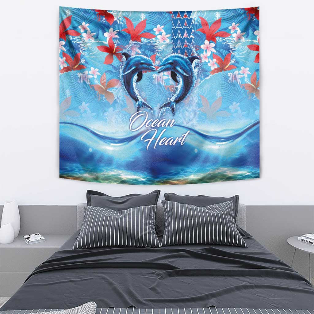 Hawaiian Dolphin Love Couple - Ocean Heart Tapestry LT03 - Polynesian Pride