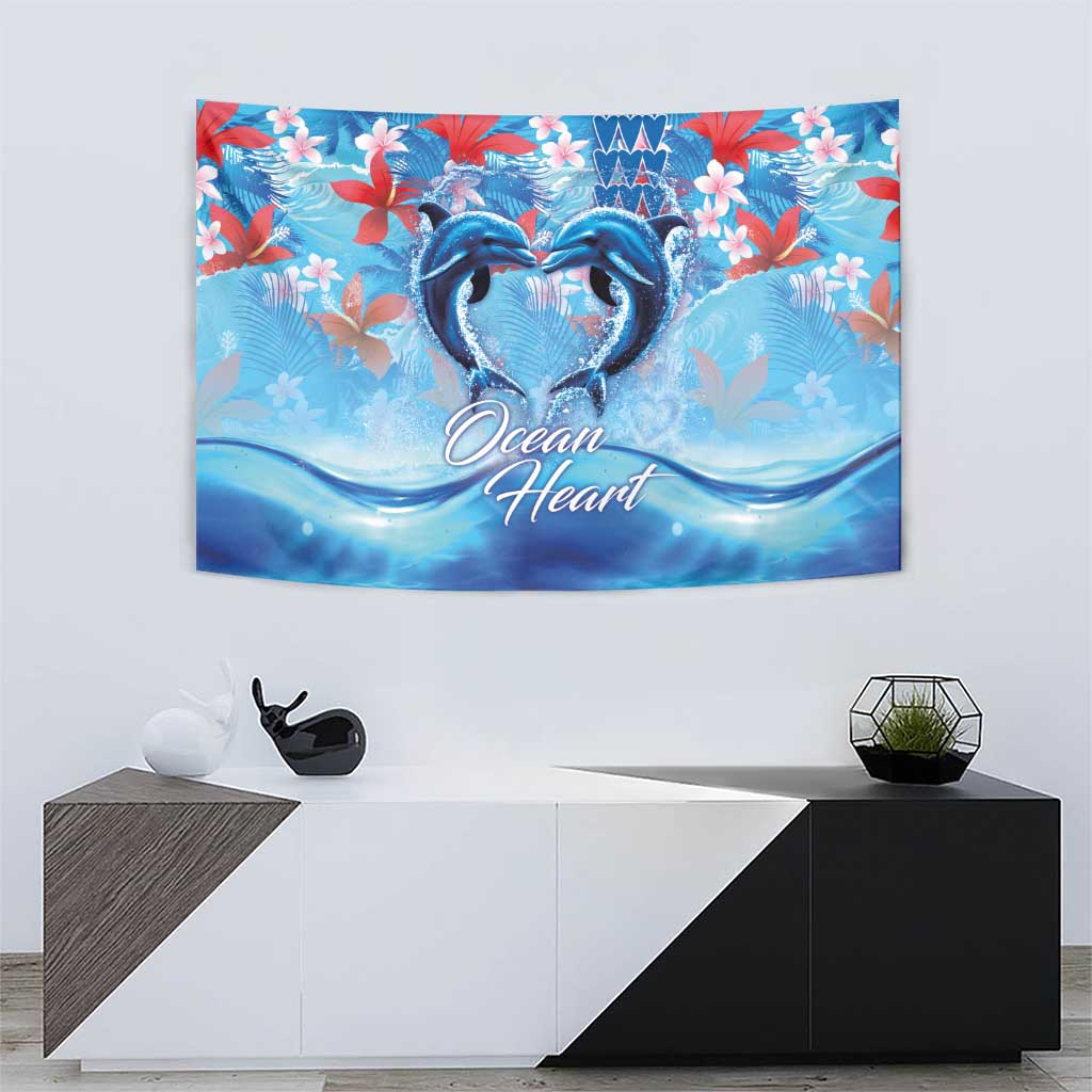 Hawaiian Dolphin Love Couple - Ocean Heart Tapestry LT03 - Polynesian Pride