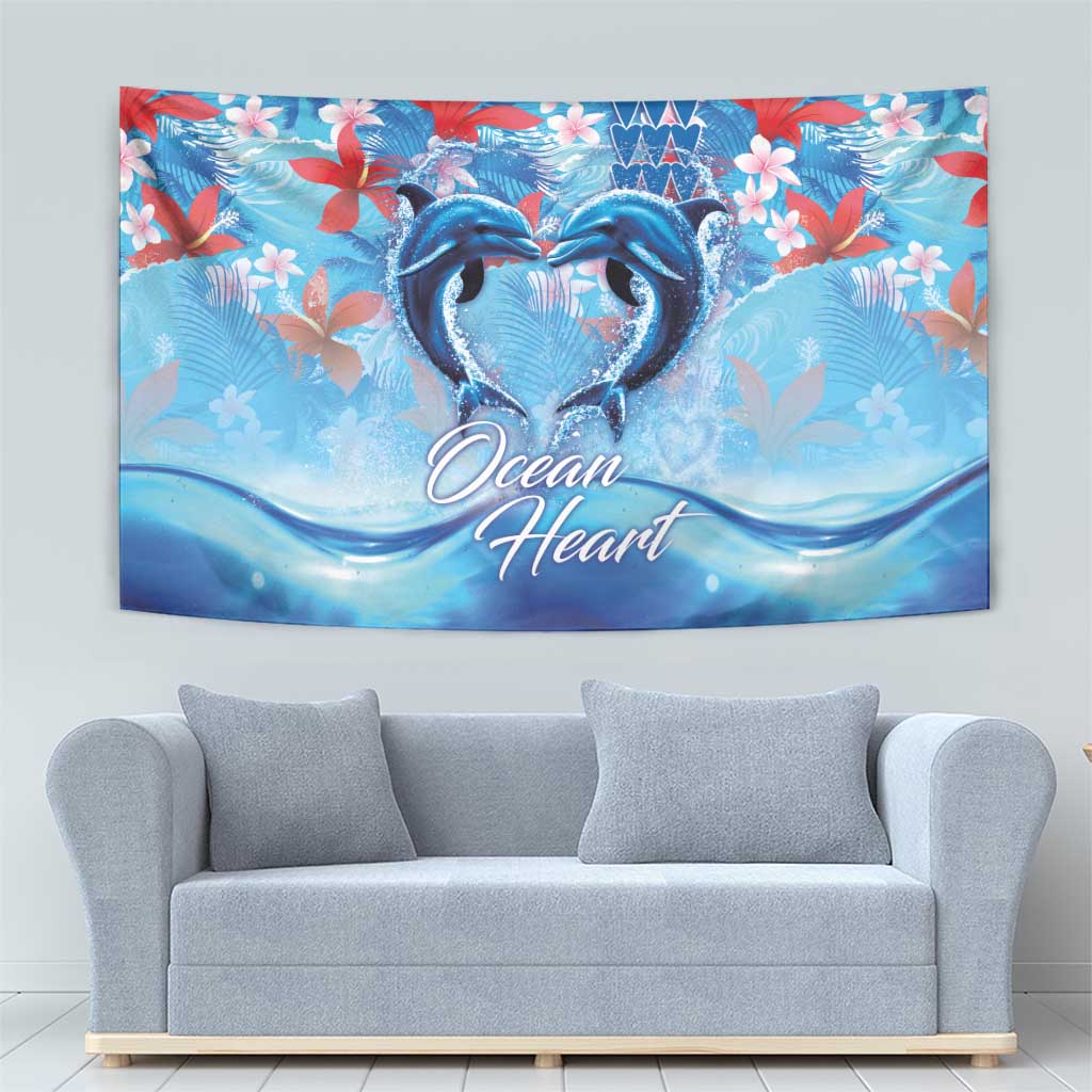 Hawaiian Dolphin Love Couple - Ocean Heart Tapestry LT03 - Polynesian Pride