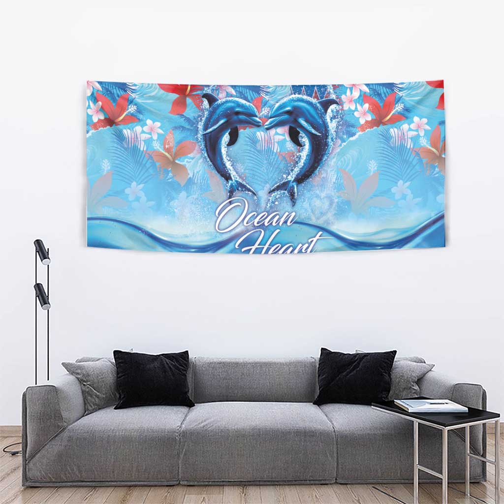 Hawaiian Dolphin Love Couple - Ocean Heart Tapestry LT03 - Polynesian Pride