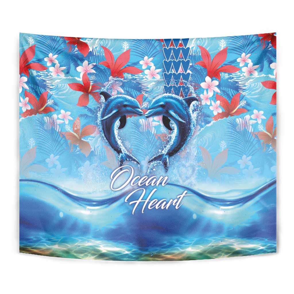 Hawaiian Dolphin Love Couple - Ocean Heart Tapestry LT03 - Polynesian Pride