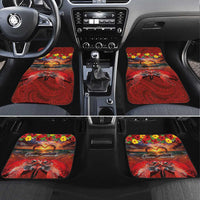 Hawaiian Turtle Love Couple Car Mats Ocean Serenade - Honu Honi Ihu with Hibiscus and Romantic Sunset Red Color LT03 Set 4pcs Red - Polynesian Pride