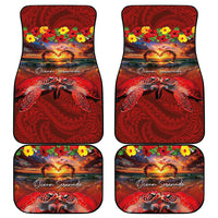 Hawaiian Turtle Love Couple Car Mats Ocean Serenade - Honu Honi Ihu with Hibiscus and Romantic Sunset Red Color LT03 - Polynesian Pride