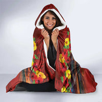 Hawaiian Turtle Love Couple Hooded Blanket Ocean Serenade - Honu Honi Ihu with Hibiscus and Romantic Sunset Red Color LT03 - Polynesian Pride