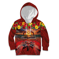 Hawaiian Turtle Love Couple Kid Hoodie Ocean Serenade - Honu Honi Ihu with Hibiscus and Romantic Sunset Red Color LT03 Hoodie Red - Polynesian Pride