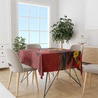Hawaiian Turtle Love Couple Tablecloth Ocean Serenade - Honu Honi Ihu with Hibiscus and Romantic Sunset Red Color LT03 - Polynesian Pride