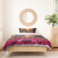 Hawaiian Turtle Love Couple Bedding Set Ocean Serenade - Honu Honi Ihu with Hibiscus and Romantic Sunset Pink Color LT03 - Polynesian Pride