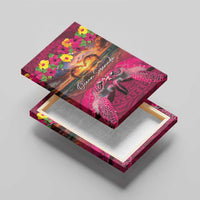 Hawaiian Turtle Love Couple Canvas Wall Art Ocean Serenade - Honu Honi Ihu with Hibiscus and Romantic Sunset Pink Color LT03 - Polynesian Pride