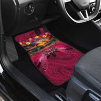 Hawaiian Turtle Love Couple Car Mats Ocean Serenade - Honu Honi Ihu with Hibiscus and Romantic Sunset Pink Color LT03 - Polynesian Pride