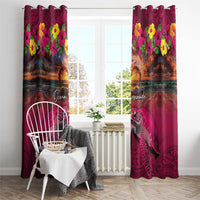 Hawaiian Turtle Love Couple Window Curtain Ocean Serenade - Honu Honi Ihu with Hibiscus and Romantic Sunset Pink Color LT03 - Polynesian Pride