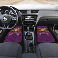 Hawaiian Turtle Love Couple Car Mats Ocean Serenade - Honu Honi Ihu with Hibiscus and Romantic Sunset Purple Color LT03 Set 2pcs - Front Purple - Polynesian Pride