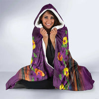 Hawaiian Turtle Love Couple Hooded Blanket Ocean Serenade - Honu Honi Ihu with Hibiscus and Romantic Sunset Purple Color LT03 - Polynesian Pride