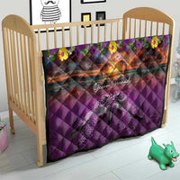 Hawaiian Turtle Love Couple Quilt Ocean Serenade - Honu Honi Ihu with Hibiscus and Romantic Sunset Purple Color LT03 - Polynesian Pride