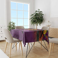 Hawaiian Turtle Love Couple Tablecloth Ocean Serenade - Honu Honi Ihu with Hibiscus and Romantic Sunset Purple Color LT03 - Polynesian Pride