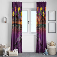 Hawaiian Turtle Love Couple Window Curtain Ocean Serenade - Honu Honi Ihu with Hibiscus and Romantic Sunset Purple Color LT03 - Polynesian Pride