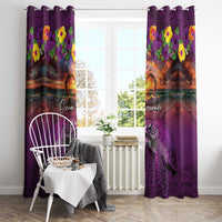 Hawaiian Turtle Love Couple Window Curtain Ocean Serenade - Honu Honi Ihu with Hibiscus and Romantic Sunset Purple Color LT03 - Polynesian Pride