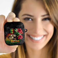 Hawaiian One Love AirPods Case Reggae Lion Tropical Plants and Kakau with Tribal Pattern LT03 - Polynesian Pride