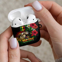 Hawaiian One Love AirPods Case Reggae Lion Tropical Plants and Kakau with Tribal Pattern LT03 - Polynesian Pride