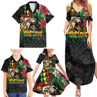 Hawaiian One Love Family Matching Summer Maxi Dress and Hawaiian Shirt Reggae Lion Tropical Plants and Kakau with Tribal Pattern LT03 - Polynesian Pride