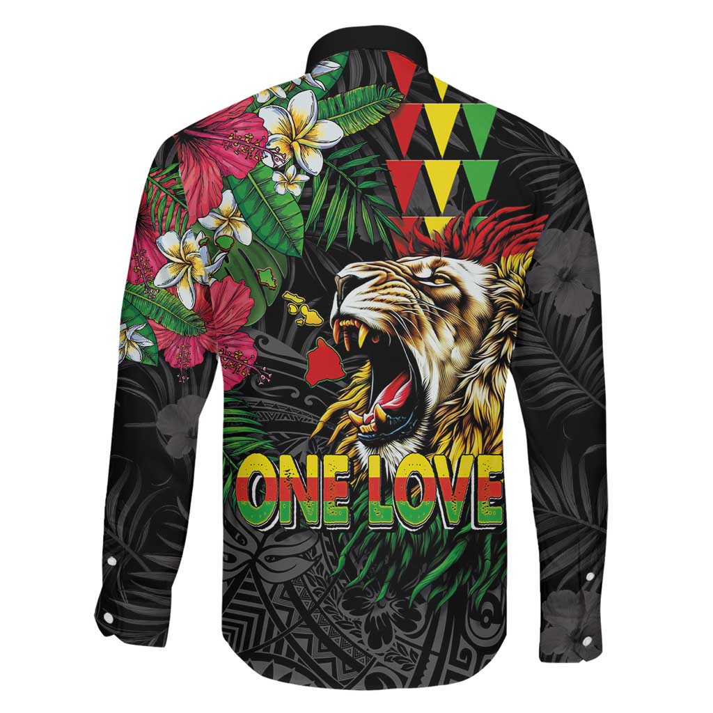 Hawaiian One Love Family Matching Summer Maxi Dress and Hawaiian Shirt Reggae Lion Tropical Plants and Kakau with Tribal Pattern LT03 - Polynesian Pride