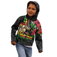 Hawaiian One Love Kid Hoodie Reggae Lion Tropical Plants and Kakau with Tribal Pattern
