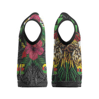 Hawaiian One Love Christmas Knitted V-Neck Vest Reggae Lion Tropical Plants and Kakau with Tribal Pattern LT03 - Polynesian Pride