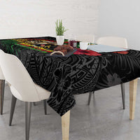 Hawaiian One Love Tablecloth Reggae Lion Tropical Plants and Kakau with Tribal Pattern