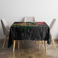 Hawaiian One Love Tablecloth Reggae Lion Tropical Plants and Kakau with Tribal Pattern