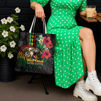 Hawaiian One Love Tote Bag Reggae Lion Tropical Plants and Kakau with Tribal Pattern LT03 - Polynesian Pride