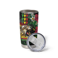 Hawaiian One Love Tumbler Cup Reggae Lion Tropical Plants and Kakau with Tribal Pattern