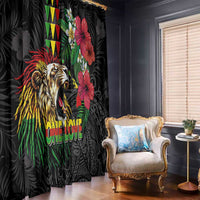 Hawaiian One Love Window Curtain Reggae Lion Tropical Plants and Kakau with Tribal Pattern