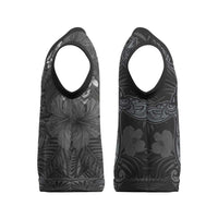 Hawaiian Tropical Plants and Tribal Whales Christmas Knitted V-Neck Vest Polynesian Art Tattoo Grayscale LT03 - Polynesian Pride