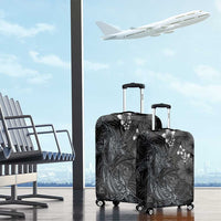 Hawaiian Tropical Plants and Tribal Whales Luggage Cover Polynesian Art Tattoo Grayscale LT03 - Polynesian Pride