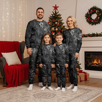 Hawaiian Tropical Plants and Tribal Whales Christmas Pajama Set Polynesian Art Tattoo Grayscale LT03 - Polynesian Pride
