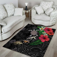 Hawaiian Tropical Plants and Turtles Area Rug Polynesian Art Motifs LT03 - Polynesian Pride