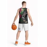 Hawaiian Tropical Plants and Turtles Basketball Jersey Polynesian Art Motifs LT03 - Polynesian Pride