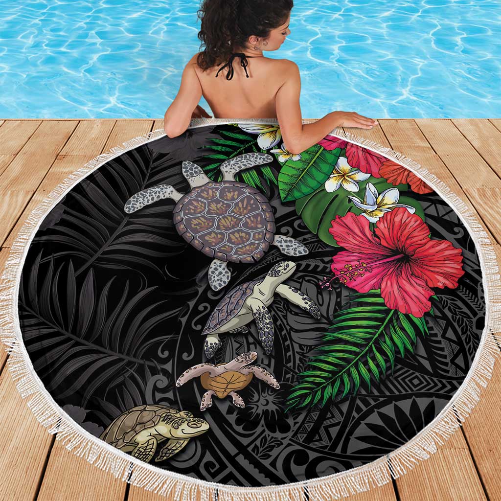 Hawaiian Tropical Plants and Turtles Beach Blanket Polynesian Art Motifs