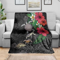 Hawaiian Tropical Plants and Turtles Blanket Polynesian Art Motifs