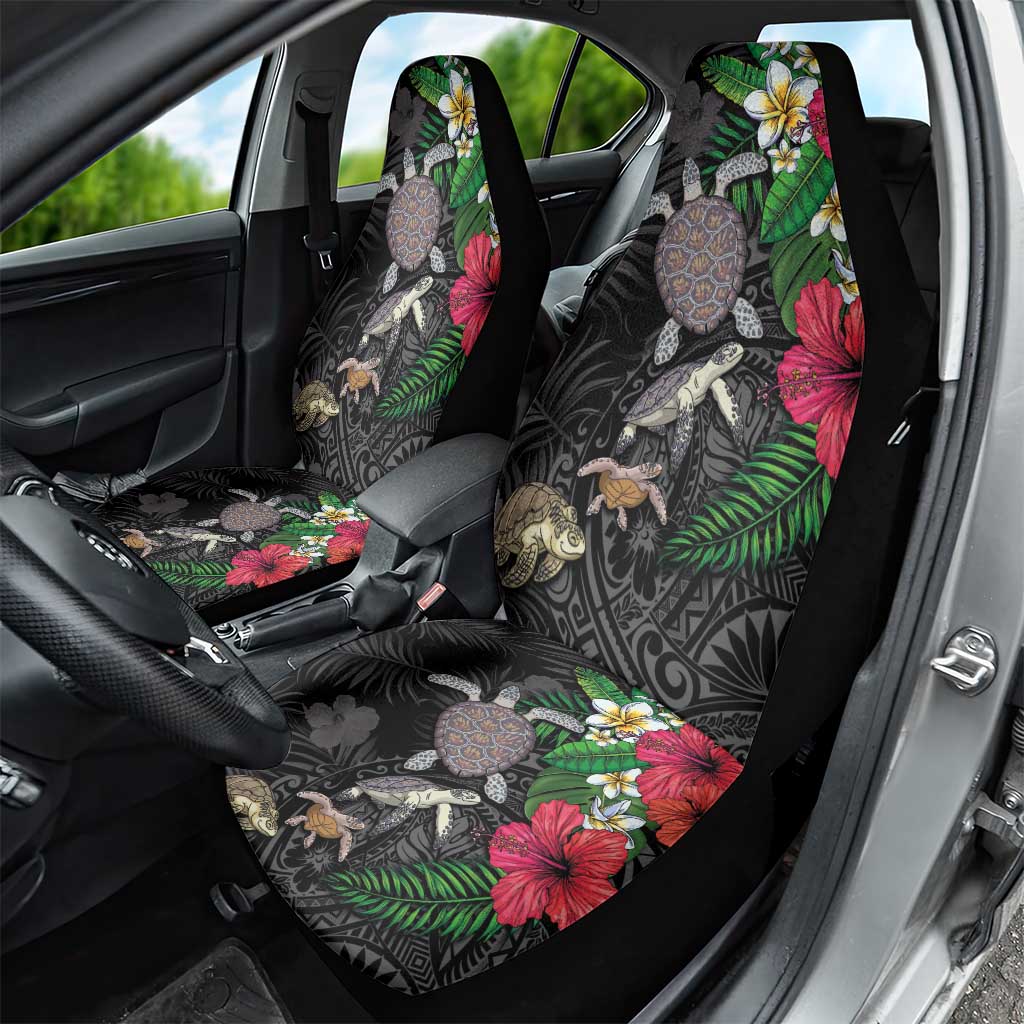 Hawaiian Tropical Plants and Turtles Car Seat Cover Polynesian Art Motifs