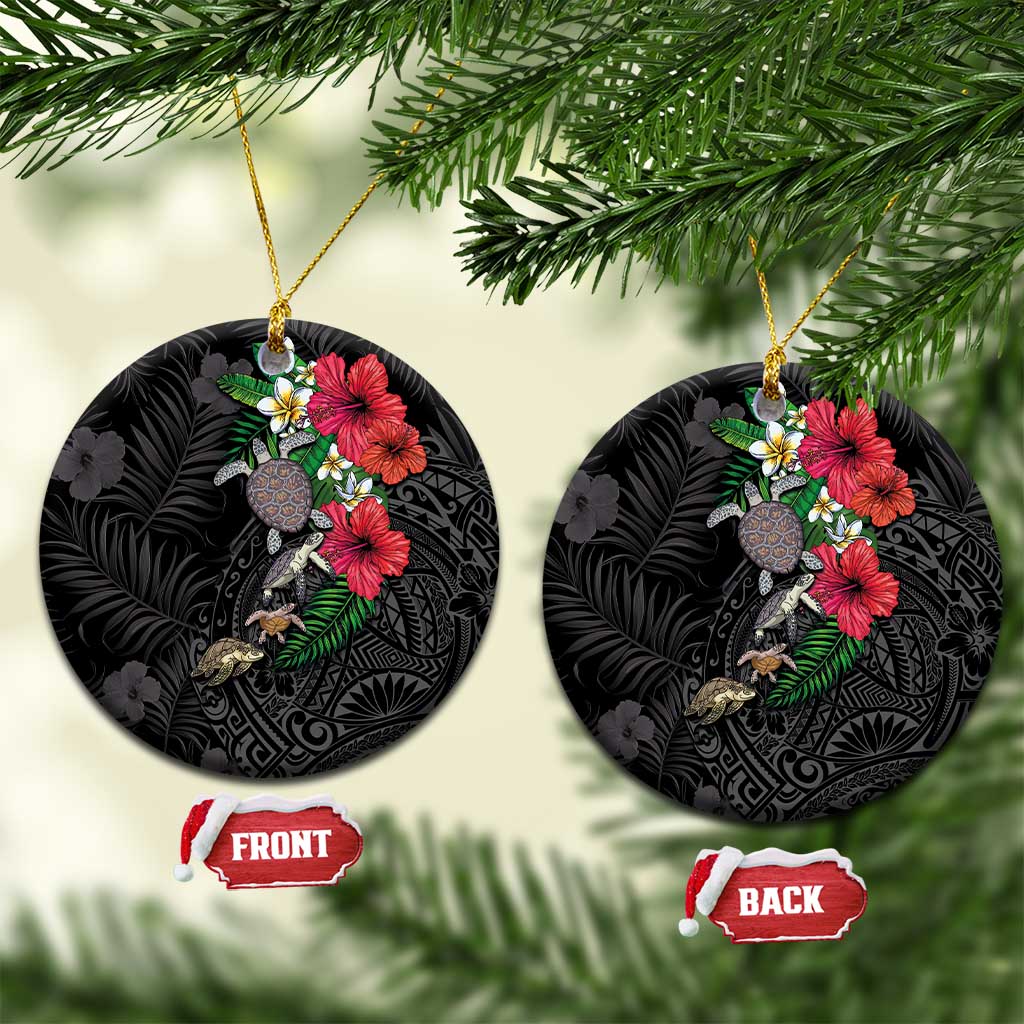 Hawaiian Tropical Plants and Turtles Ceramic Ornament Polynesian Art Motifs