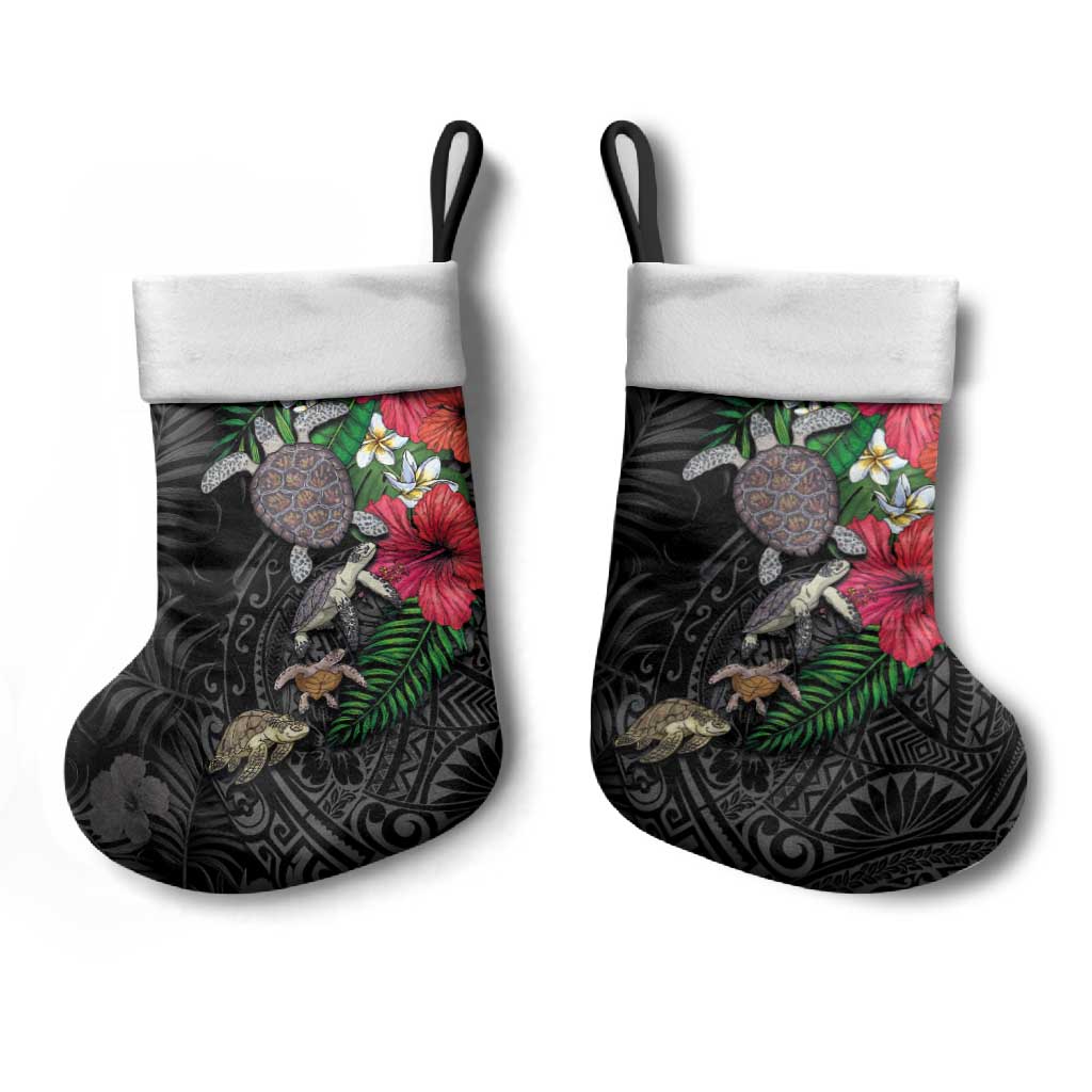 Hawaiian Tropical Plants and Turtles Christmas Stocking Polynesian Art Motifs