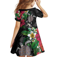 Hawaiian Tropical Plants and Turtles Family Matching Summer Maxi Dress and Hawaiian Shirt Polynesian Art Motifs LT03 - Polynesian Pride