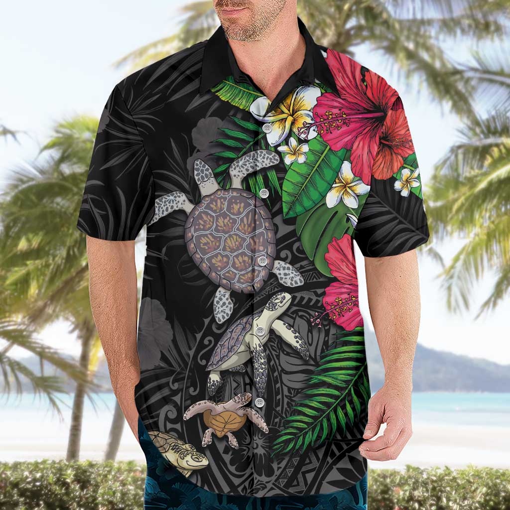 Hawaiian Tropical Plants and Turtles Hawaiian Shirt Polynesian Art Motifs LT03 - Polynesian Pride