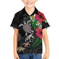 Hawaiian Tropical Plants and Turtles Hawaiian Shirt Polynesian Art Motifs LT03 - Polynesian Pride