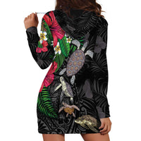 Hawaiian Tropical Plants and Turtles Hoodie Dress Polynesian Art Motifs LT03 - Polynesian Pride