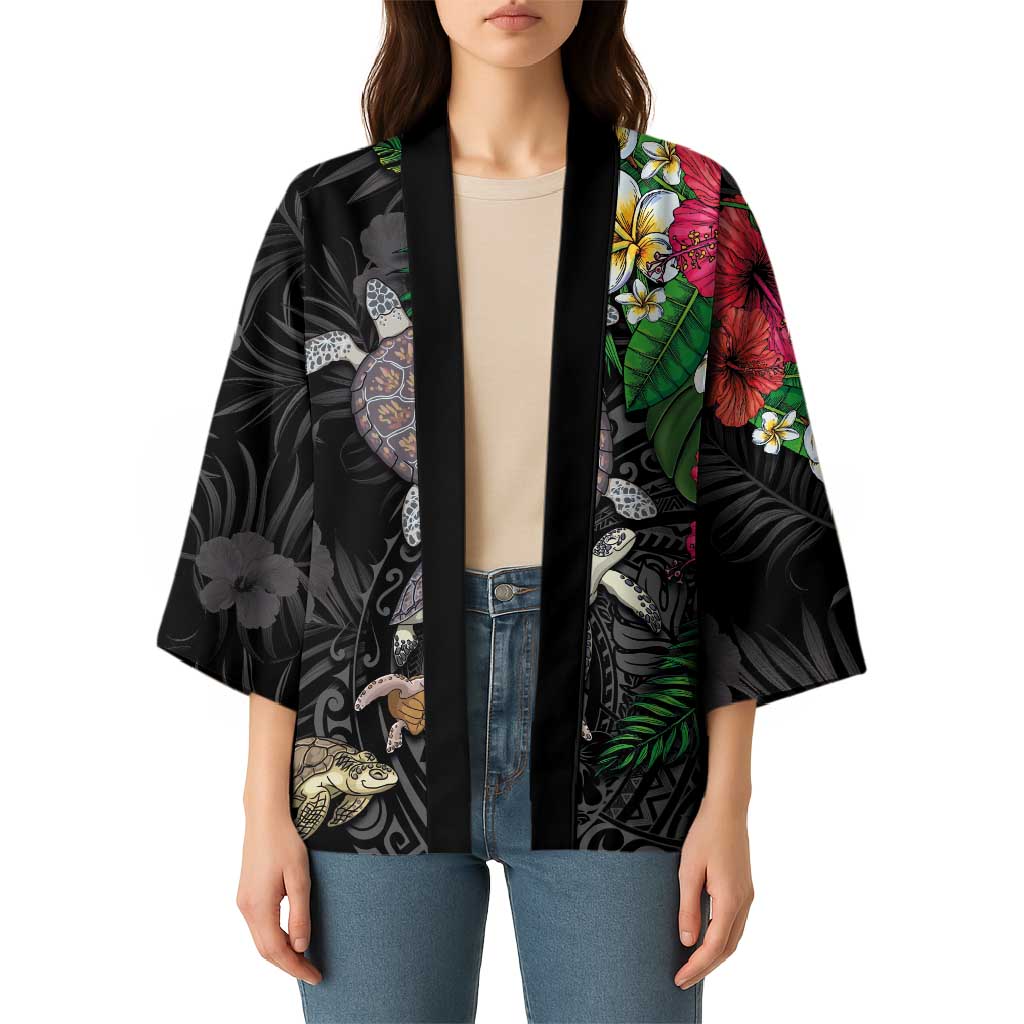 Hawaiian Tropical Plants and Turtles Kimono Polynesian Art Motifs