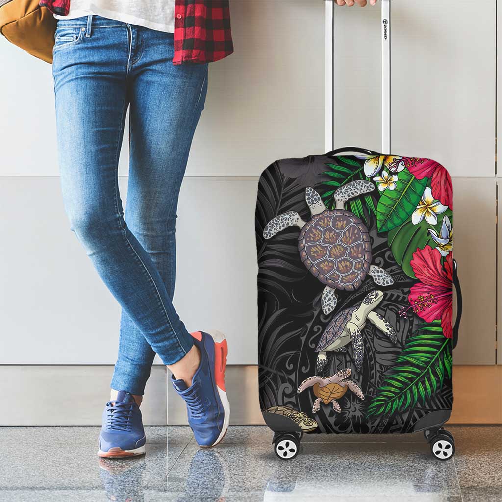 Hawaiian Tropical Plants and Turtles Luggage Cover Polynesian Art Motifs LT03 - Polynesian Pride