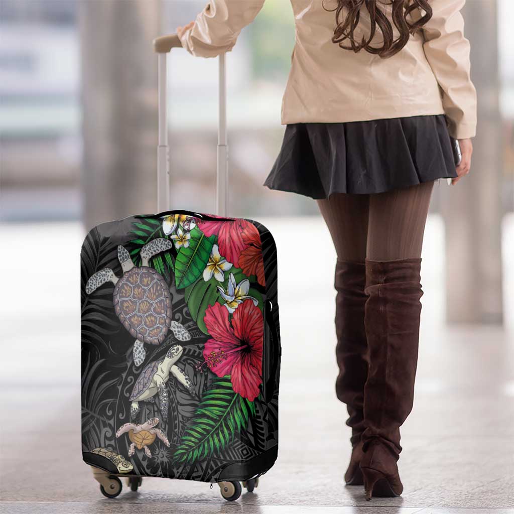 Hawaiian Tropical Plants and Turtles Luggage Cover Polynesian Art Motifs LT03 - Polynesian Pride