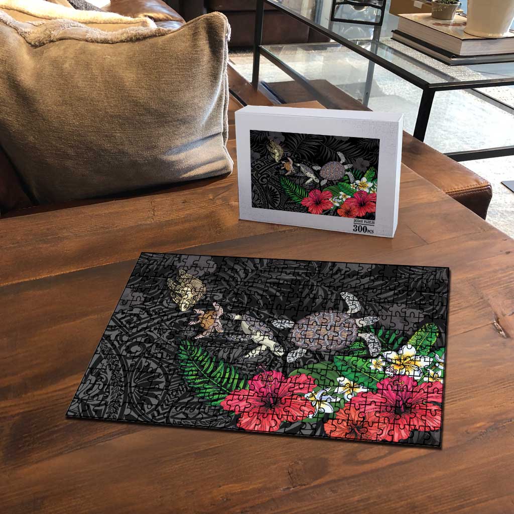 Hawaiian Tropical Plants and Turtles Puzzle Polynesian Art Motifs